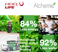 Alchemie Technology And HeiQ Transform The Sustainability Of Odor Control Textile Finishing – With 84% Energy Saving